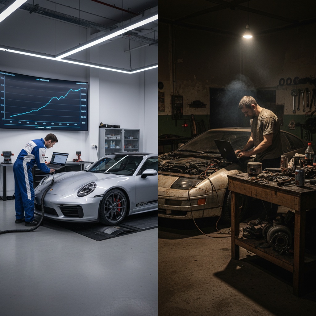 lecture du programme d'usine de l'ECU, modification par un spécialiste et réécriture dans l'unité de contrôle